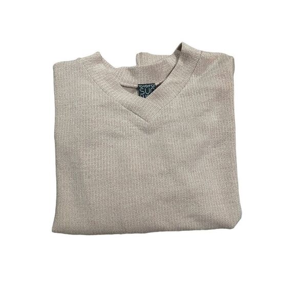 Clara Sun Woo  light pink Vneck sweater sz small split hem ribbed knit - Picture 4 of 10